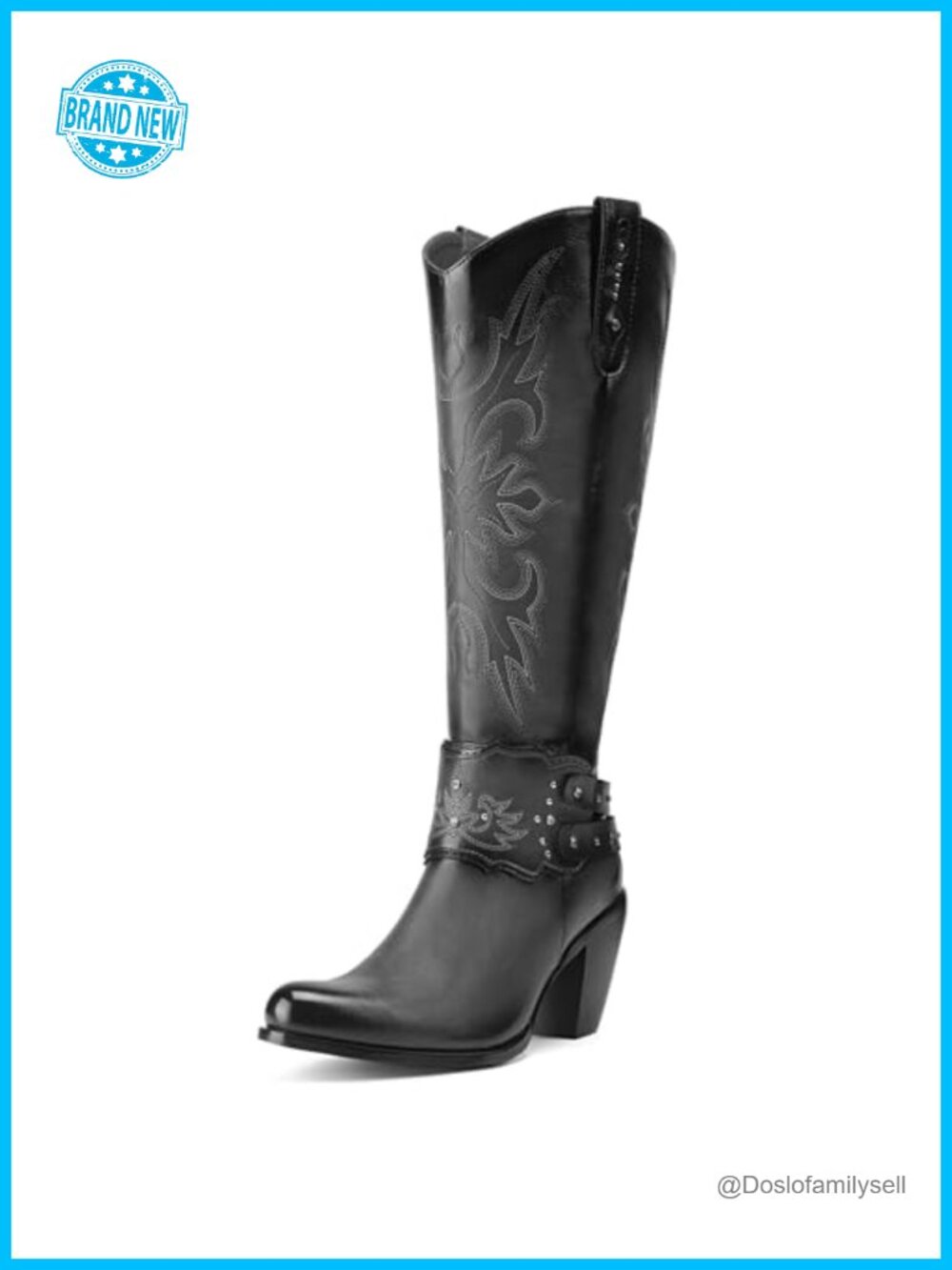 Rollda Cowboy Boots Women Knee High Western Cowgirl Boots